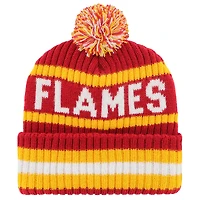 Bonnet en tricot à revers Bering '47 rouge des Flames de Calgary pour homme avec pompon