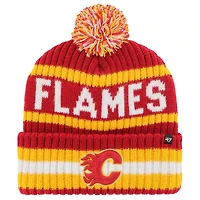 Bonnet en tricot à revers Bering '47 rouge des Flames de Calgary pour homme avec pompon