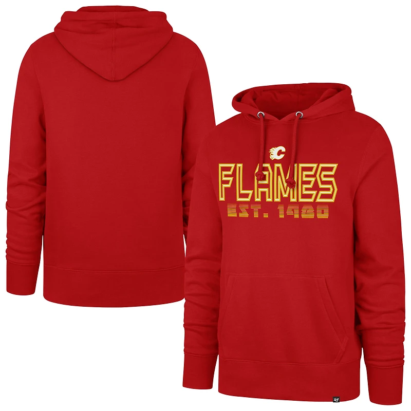 Men's '47 Red Calgary Flames Byline Headline Pullover Hoodie