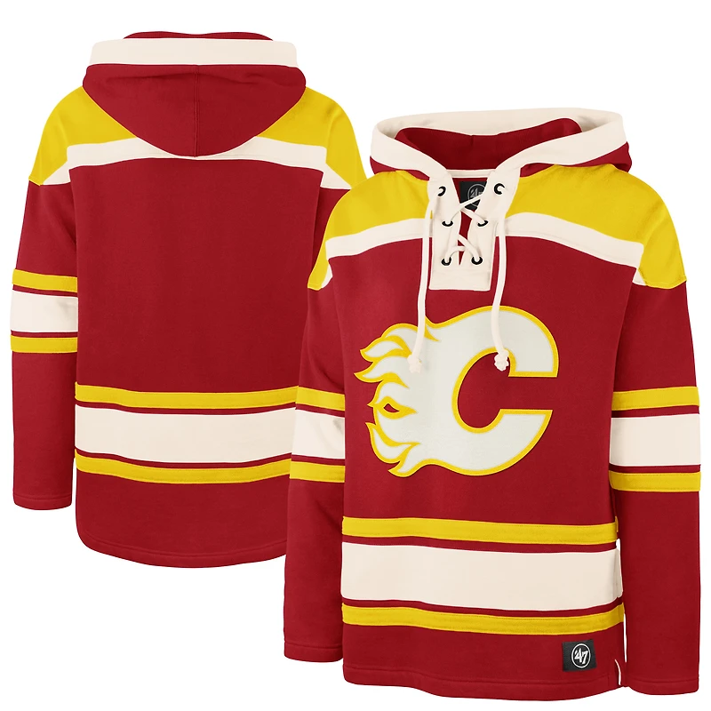 Men's '47 Red Calgary Flames Superior Lacer Hoodie