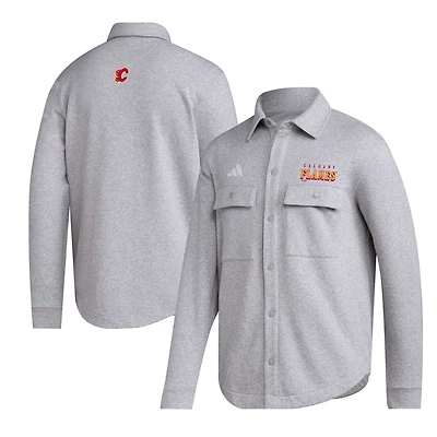 Veste à capuche boutonnée Unitefit des Flames de Calgary adidas pour hommes, gris
