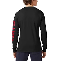 T-shirt noir à manches longues en jersey vieilli des Flames de Calgary Champion pour hommes