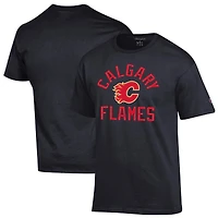 Men's Champion  Black Calgary Flames Primary Logo Jersey T-Shirt