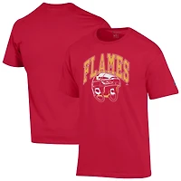 Men's Champion Red Calgary Flames Helmet T-Shirt