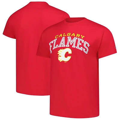 T-shirt rouge Champion pour homme avec logo principal des Flames de Calgary
