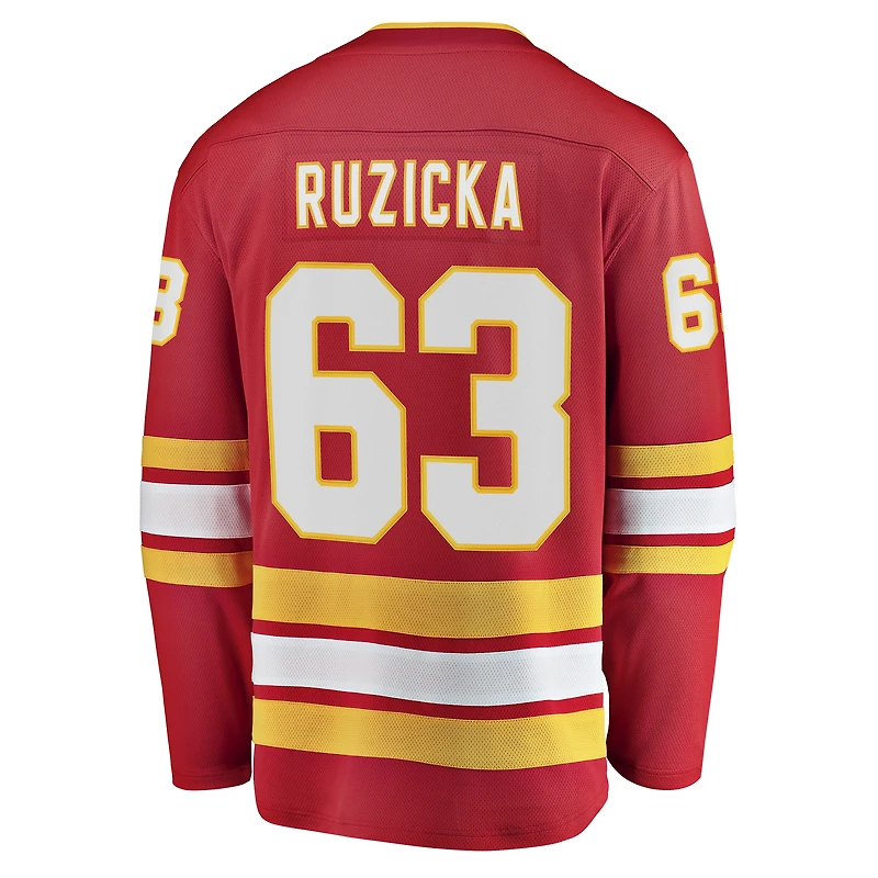 Fanatics pour hommes Adam Ruzicka, joueur échappé à domicile des Flames de Calgary, rouge - Maillot
