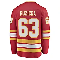 Fanatics pour hommes Adam Ruzicka, joueur échappé à domicile des Flames de Calgary, rouge - Maillot