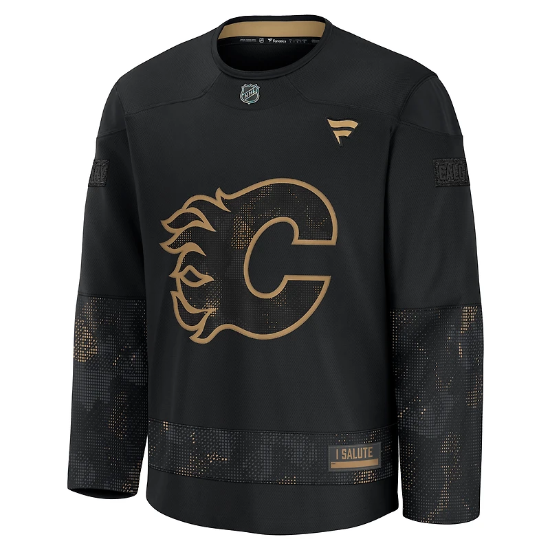 Men's Fanatics Black Calgary Flames 2024 Military Appreciation Practice Jersey