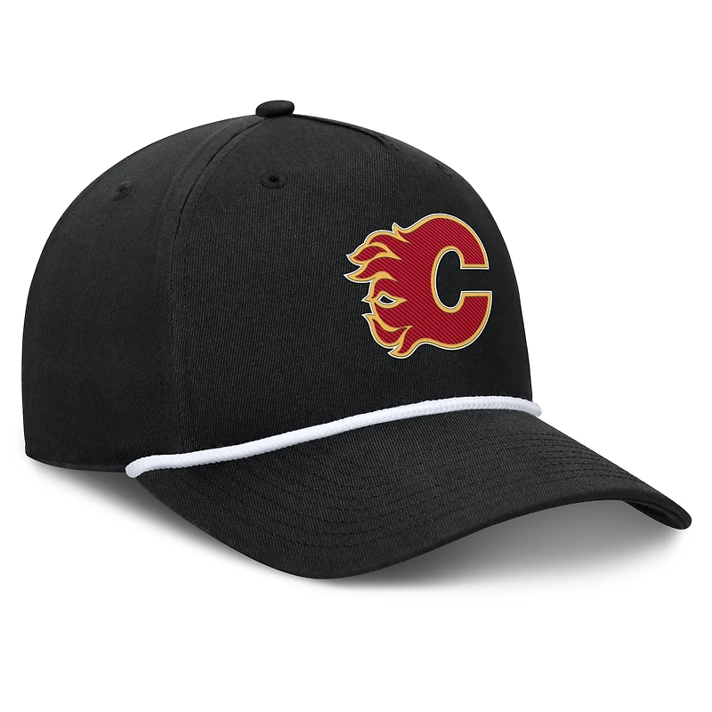 Casquette ajustable en forme de A authentique Pro Rink des Flames de Calgary Fanatics pour homme, noire