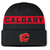 Casquette en tricot à revers authentique Pro Rink des Flames de Calgary pour homme Fanatics noire