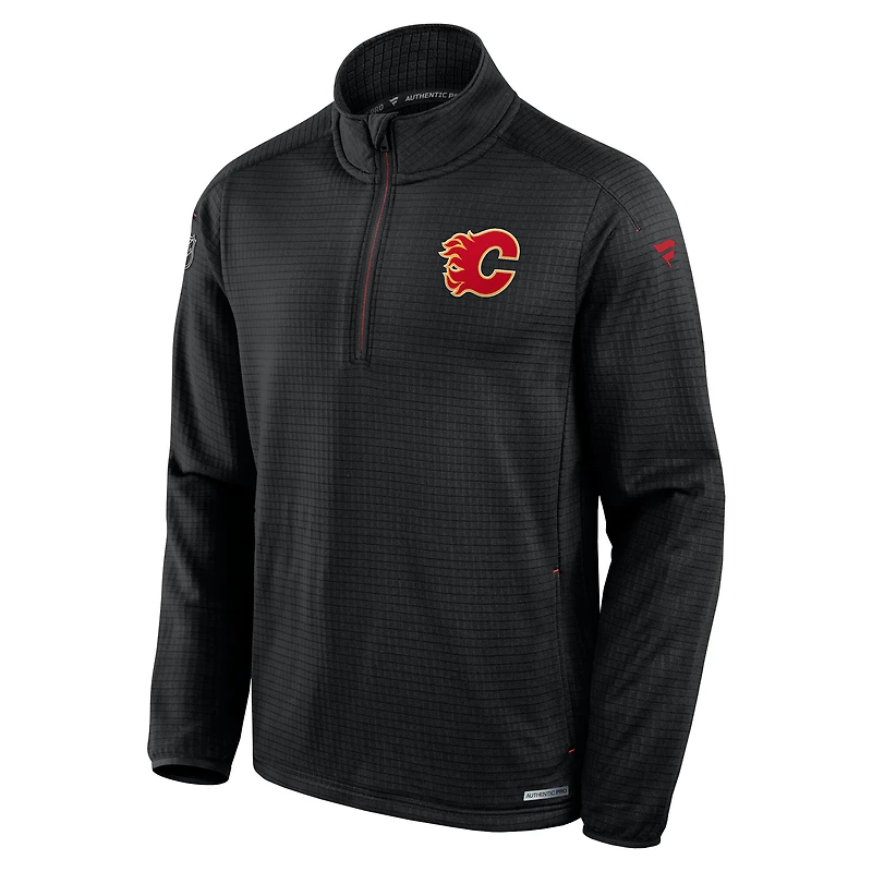 Men's Fanatics  Black Calgary Flames Authentic Pro Rink Lightweight Quarter-Zip Sweatshirt