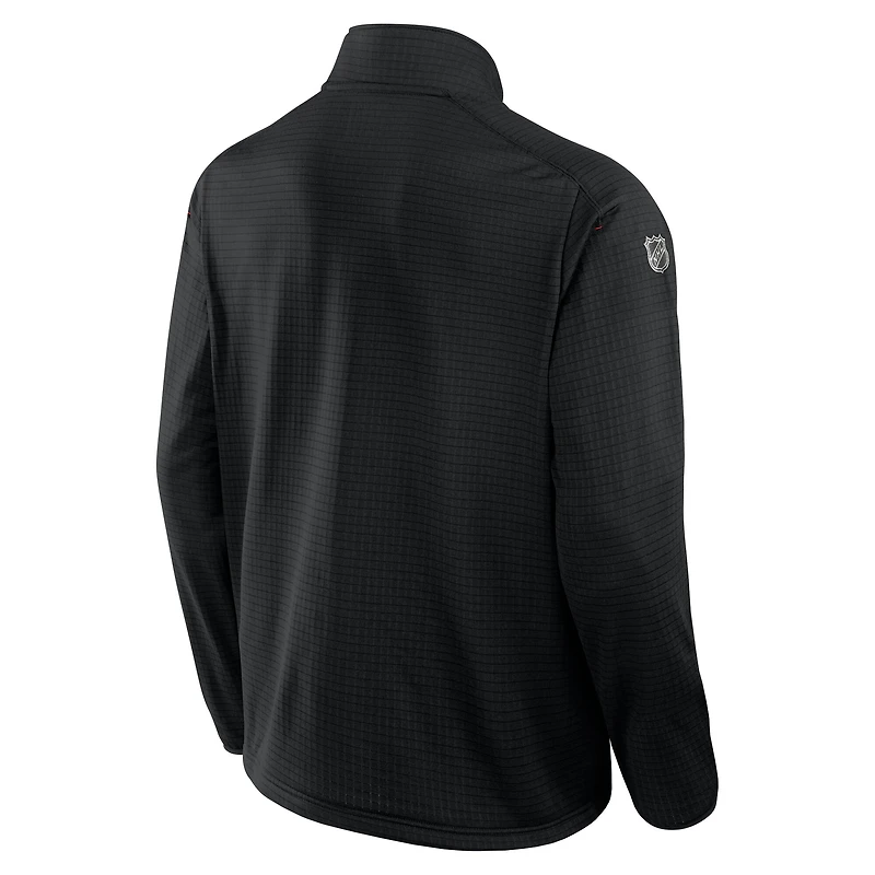 Men's Fanatics  Black Calgary Flames Authentic Pro Rink Lightweight Quarter-Zip Sweatshirt