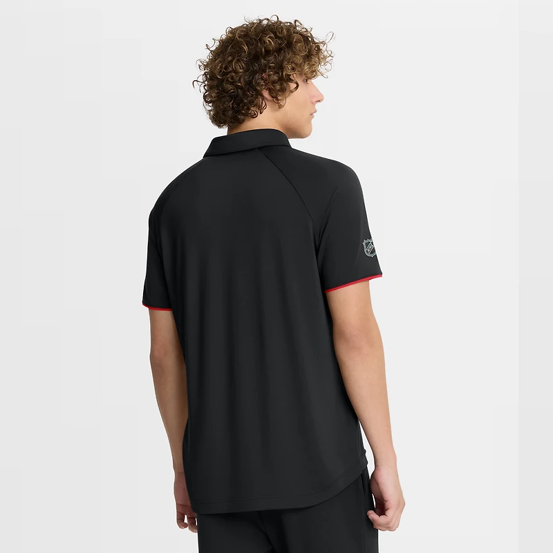 Men's Fanatics Black Calgary Flames Authentic Pro Rink Raglan Polo