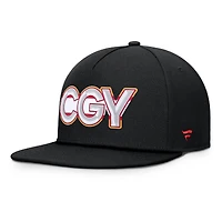 Men's Fanatics Black Calgary Flames Authentic Pro Rink Team Code Snapback Hat