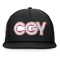 Men's Fanatics Black Calgary Flames Authentic Pro Rink Team Code Snapback Hat