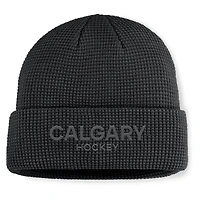 Men's Fanatics Black Calgary Flames Authentic Pro Road Cuffed Knit Hat