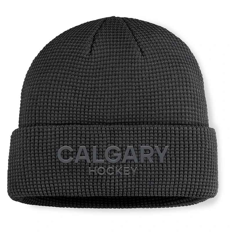 Casquette en tricot à revers authentique Pro Road des Flames de Calgary pour homme, noire, Fanatics