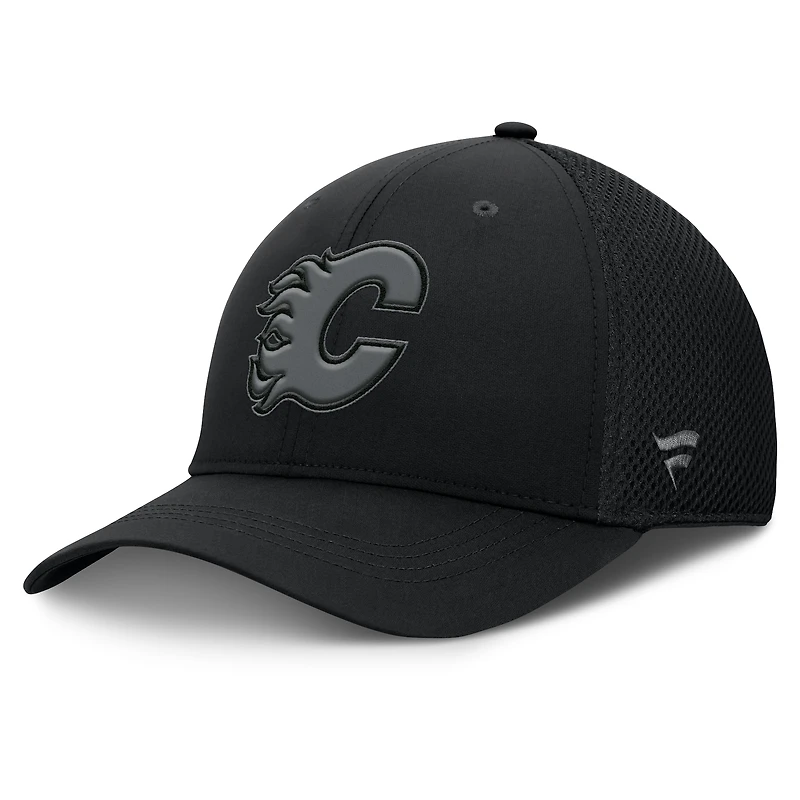 Casquette Fanatics noire authentique Pro Road Flex des Flames de Calgary pour homme