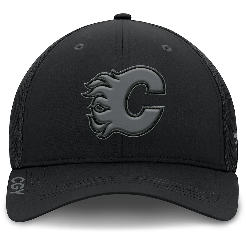 Men's Fanatics Black Calgary Flames Authentic Pro Road Flex Hat