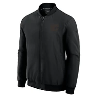 Blouson aviateur léger entièrement zippé Fanatics noir des Flames de Calgary Authentic Pro Road pour homme