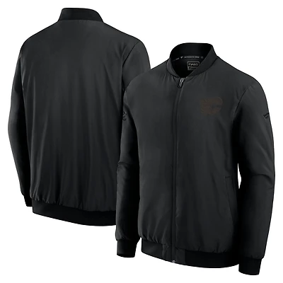 Men's Fanatics Black Calgary Flames Authentic Pro Road Lightweight Full-Zip Bomber Jacket