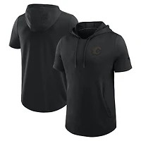 Men's Fanatics Black Calgary Flames Authentic Pro Road Short Sleeve Hoodie