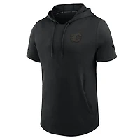 Men's Fanatics Black Calgary Flames Authentic Pro Road Short Sleeve Hoodie