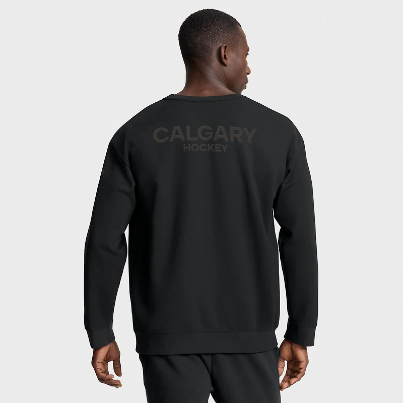 Sweat-shirt Fanatics noir authentique Pro Road Tri-Blend des Flames de Calgary pour homme