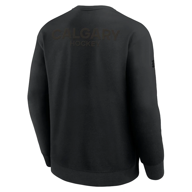 Sweat-shirt Fanatics noir authentique Pro Road Tri-Blend des Flames de Calgary pour homme