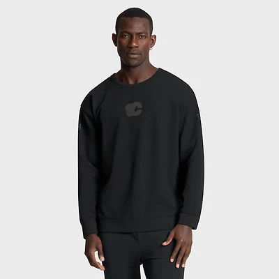 Men's Fanatics Black Calgary Flames Authentic Pro Road Tri-Blend Sweatshirt