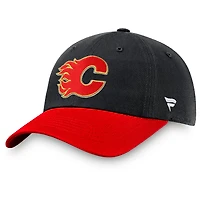 Logo principal de base des Flames de Calgary noires de marque fanatiques pour hommes - Casquette ajustable