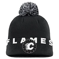 Men's Fanatics Black Calgary Flames High Stick Cuffed Knit Hat with Pom