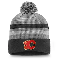 Bonnet en tricot à revers et pompon authentique Pro Home Ice des Flames de Calgary pour homme, gris Fanatics