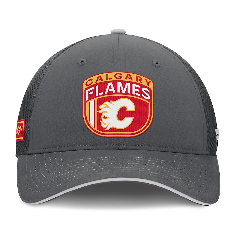 Men's Fanatics Gray Calgary Flames Authentic Pro Home Ice Trucker Adjustable Hat