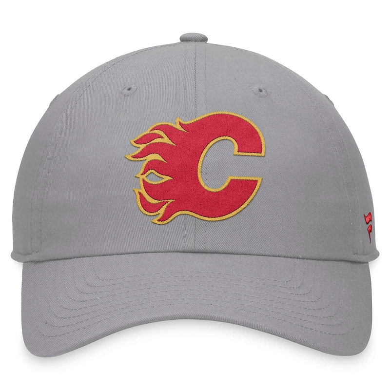 Men's Fanatics Gray Calgary Flames Extra Time Adjustable Hat
