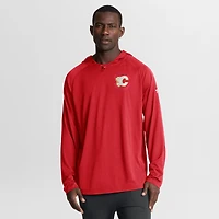 Sweat à capuche raglan authentique Pro Rink des Flames de Calgary, rouge chiné, Fanatics pour homme
