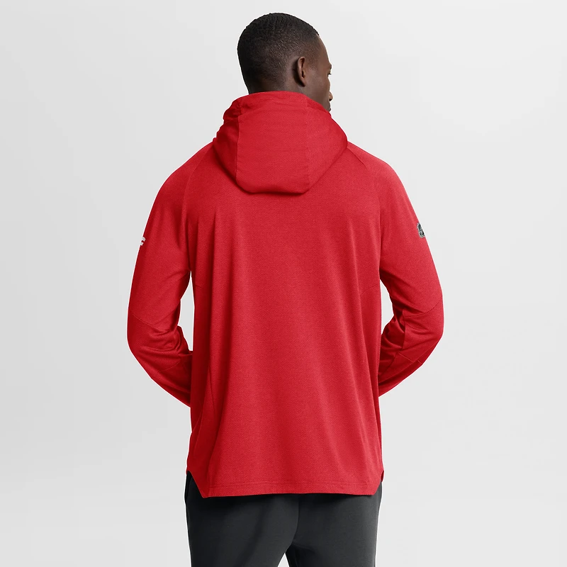 Sweat à capuche raglan authentique Pro Rink des Flames de Calgary, rouge chiné, Fanatics pour homme