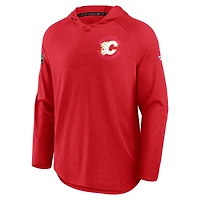 Men's Fanatics Heather Red Calgary Flames Authentic Pro Rink Raglan Pullover Hoodie