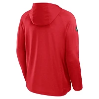 Men's Fanatics Heather Red Calgary Flames Authentic Pro Rink Raglan Pullover Hoodie