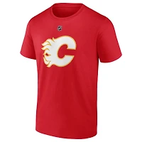 Men's Fanatics Johnny Gaudreau Red Calgary Flames Authentic Stack Player Name & Number T-Shirt
