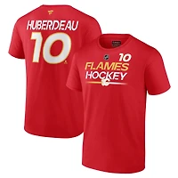 T-shirt rouge avec nom et numéro Fanatics Jonathan Huberdeau des Flames de Calgary Authentic Pro Prime pour hommes