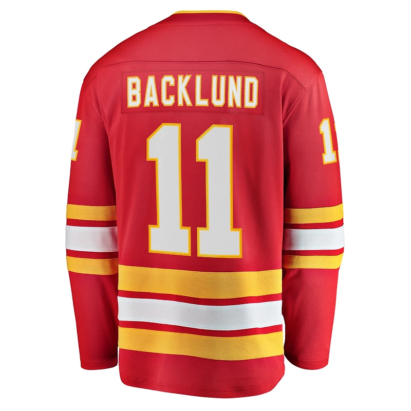 Maillot de joueur échappé à domicile Fanatics Mikael Backlund des Flames Calgary, rouge, pour hommes