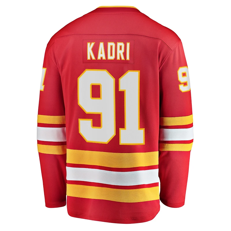 Maillot de joueur extérieur Premier Breakaway des Flames Calgary Nazem Kadri pour hommes Fanatics rouge