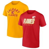 Ensemble de deux t-shirts Fanatics pour hommes, rouge/jaune, Flames Calgary