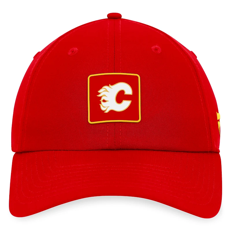 Casquette de performance réglable authentique Pro authentique des Flames de Calgary Fanatics pour hommes, rouge