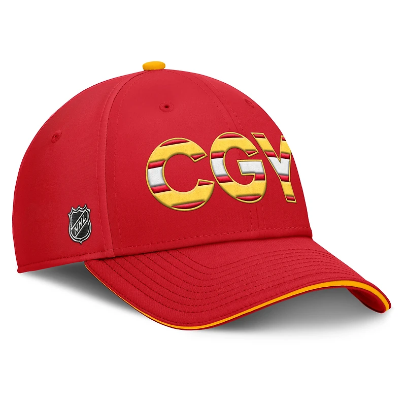 Casquette Fanatics authentique Pro Rink Flex rouge des Flames de Calgary pour hommes