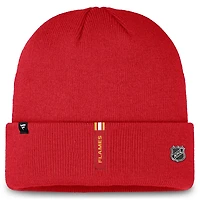 Casquette en tricot à revers authentique Pro Rink Prime des Flames de Calgary Fanatics pour hommes, rouge