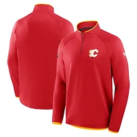 Men's Fanatics Red Calgary Flames Authentic Pro Rink Raglan Quarter-Zip Pullover