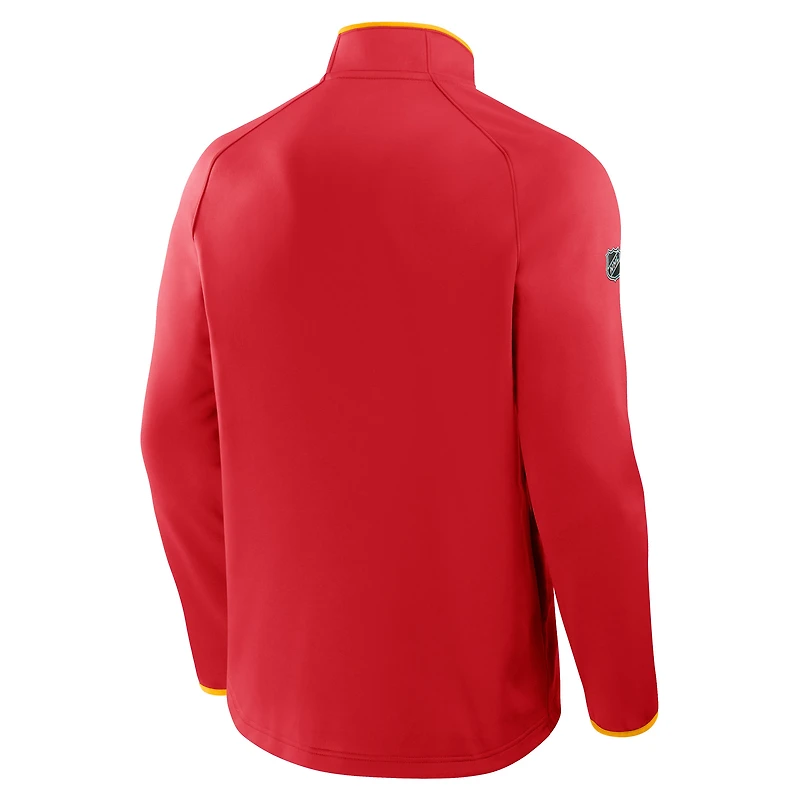 Pull raglan à quart de zip authentique Pro Rink des Flames Calgary pour homme Fanatics Red