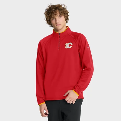 Pull raglan à quart de zip authentique Pro Rink des Flames Calgary pour homme Fanatics Red